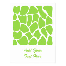 Giraffe Print Pattern in Lime Green. Post Cards