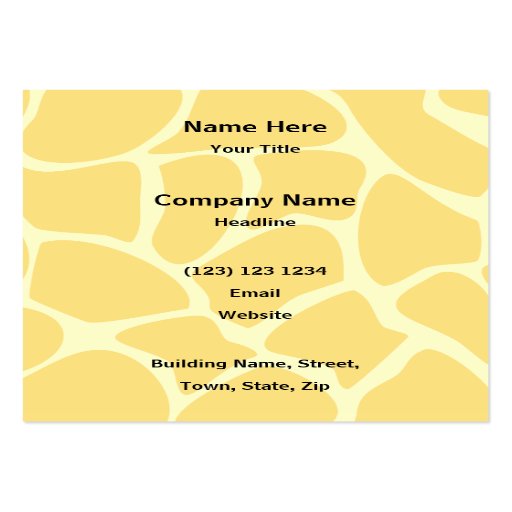 Giraffe Print Pattern in Yellow. Business Card