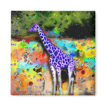 Giraffe Purple Psychedelic Magnet