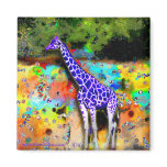 Giraffe Purple Psychedelic Magnet
