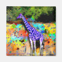Giraffe Purple Psychedelic Magnet