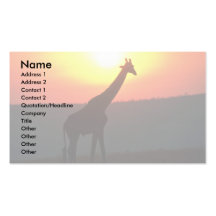 Giraffe - Silhouetted At Sunset Business Card Template