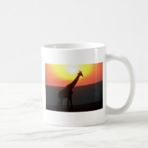 Giraffe - Silhouetted At Sunset Coffee Mugs