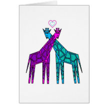 Giraffes in love cards