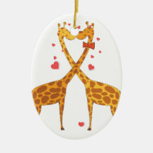 Giraffes in Love Ornaments