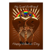 Girfriend Lesbian Valentine's Day Card With Two Lo