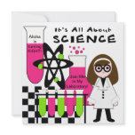 Girl All About Science Birthday Party Invitation