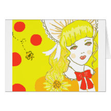 Girl and Buzzing Bee Greeting Card
