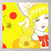 Girl and Buzzing Bee Poster