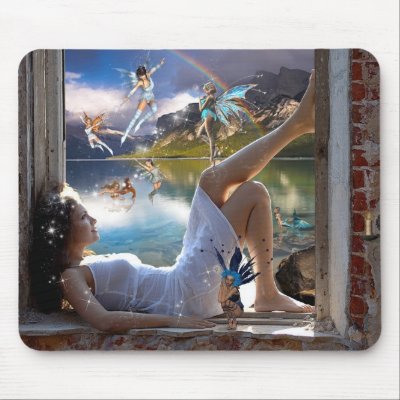 Girl and Fairies Mouse Pad by precious_jules81