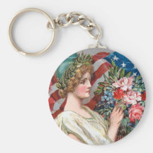 Girl and Flag_002 Keychains