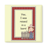 Girl and Hayfork - Farmyard Barnyard Friend - Kids magnets