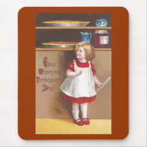 Girl and Pumpkin Pies Vintage Thanksgiving Mousepads