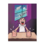 Girl angry at desk post card