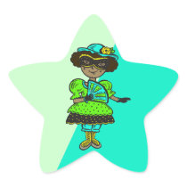 Girl At Masquerade Ball Star Stickers