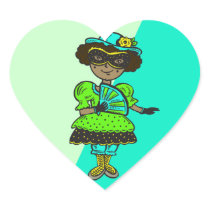 Girl At Masquerade Ball Heart Sticker