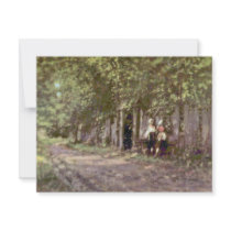 Girl At The Gate By Grigorescu Nicolae Custom Invitation