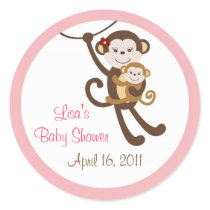 Girl Baby Monkey Jungle Envelope Seals Stickers