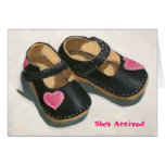 GIRL BABY SHOES ARRIVAL CARD