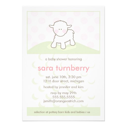 of a baby girl with this adorable little lamb baby shower invitation ...