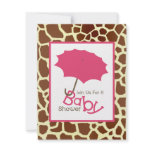 Girl Baby Shower - Pink Umbrella & Giraffe Print
