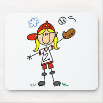 Girl Baseball Player Tshirts and Gifts Mouse Pads