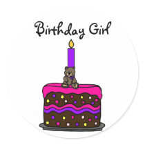 Girl bear on birthday cake - Customised