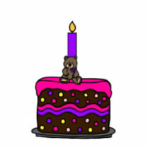 girl bear on cake happy birthday white photo sculptures