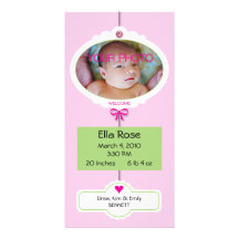 Girl Birth Announcement Mobile Custom Photo Card