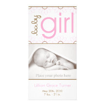 Girl Birth Announcement - Photo Card
