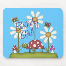 Girl Birthday Bugs Mouse Pad