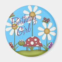 Girl Birthday Bugs Refrigerator Magnets