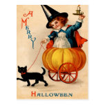 Girl & Black Cat Postcard