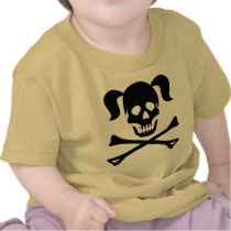 Girl Black Skull and Crossbones With Pigtails Tees