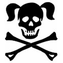 Girl Black Skull With Pigtails Light Colour Woman t-shirts