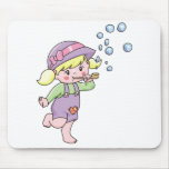 Girl Blowing Bubbles mousepads