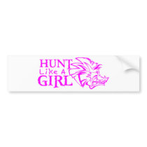 GIRL BOAR HUNTING BUMPER STICKERS