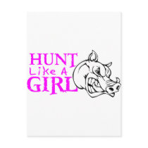 GIRL BOAR HUNTING POSTCARD