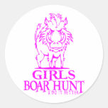 GIRL BOAR HUNTING ROUND STICKER