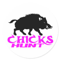 GIRL BOAR HUNTING STICKER