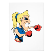 girl boxer cartoon personalized invite