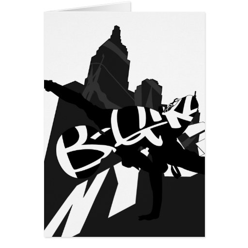 Girl Break Dancer NYC Silhouette Greeting Card