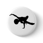 Girl Break Dancer Silhouette Button Badge