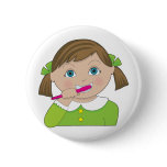 Girl Brushing Teeth Pin