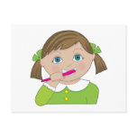 Girl Brushing Teeth Postcard