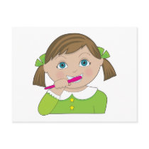 Girl Brushing Teeth Postcard