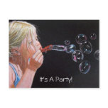 GIRL: BUBBLES: ART: PARTY: INVITATION postcards