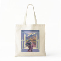 Girl by window canvas bags