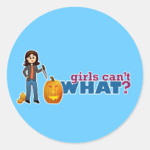 Girl Carving Pumpkin Stickers