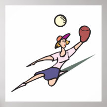 girl catching softball poster